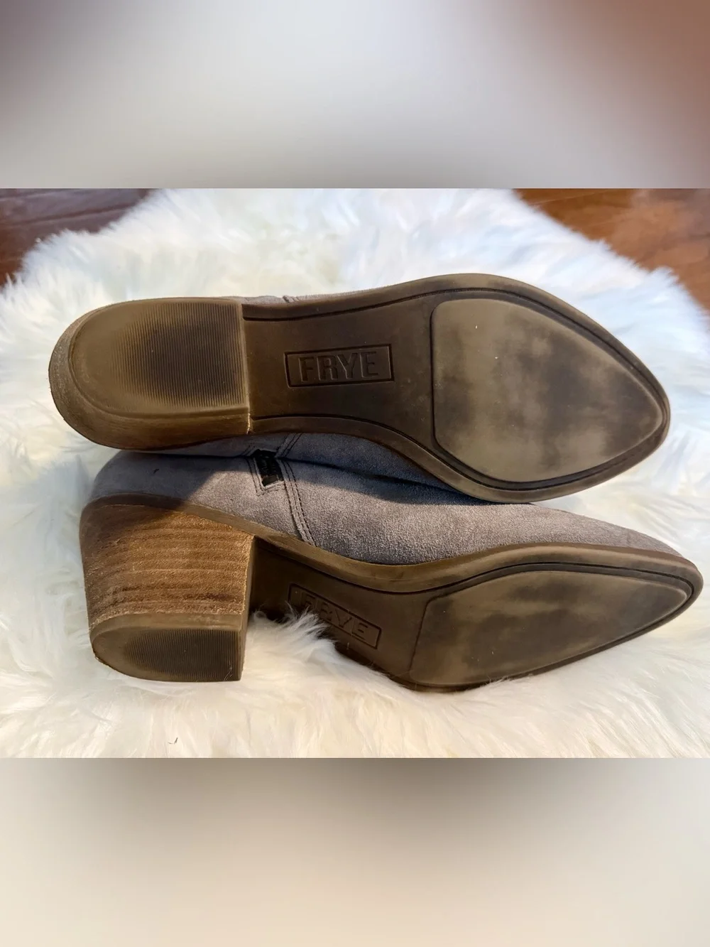 FRYE Women's Suede Ankle Booties in Taupe Size 9.5